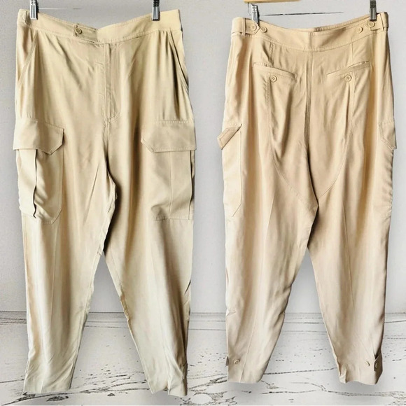 NEW EQUIPMENT FEMME Drop crotch Cargo Pants in Beige Size 8 - Picture 2 of 11